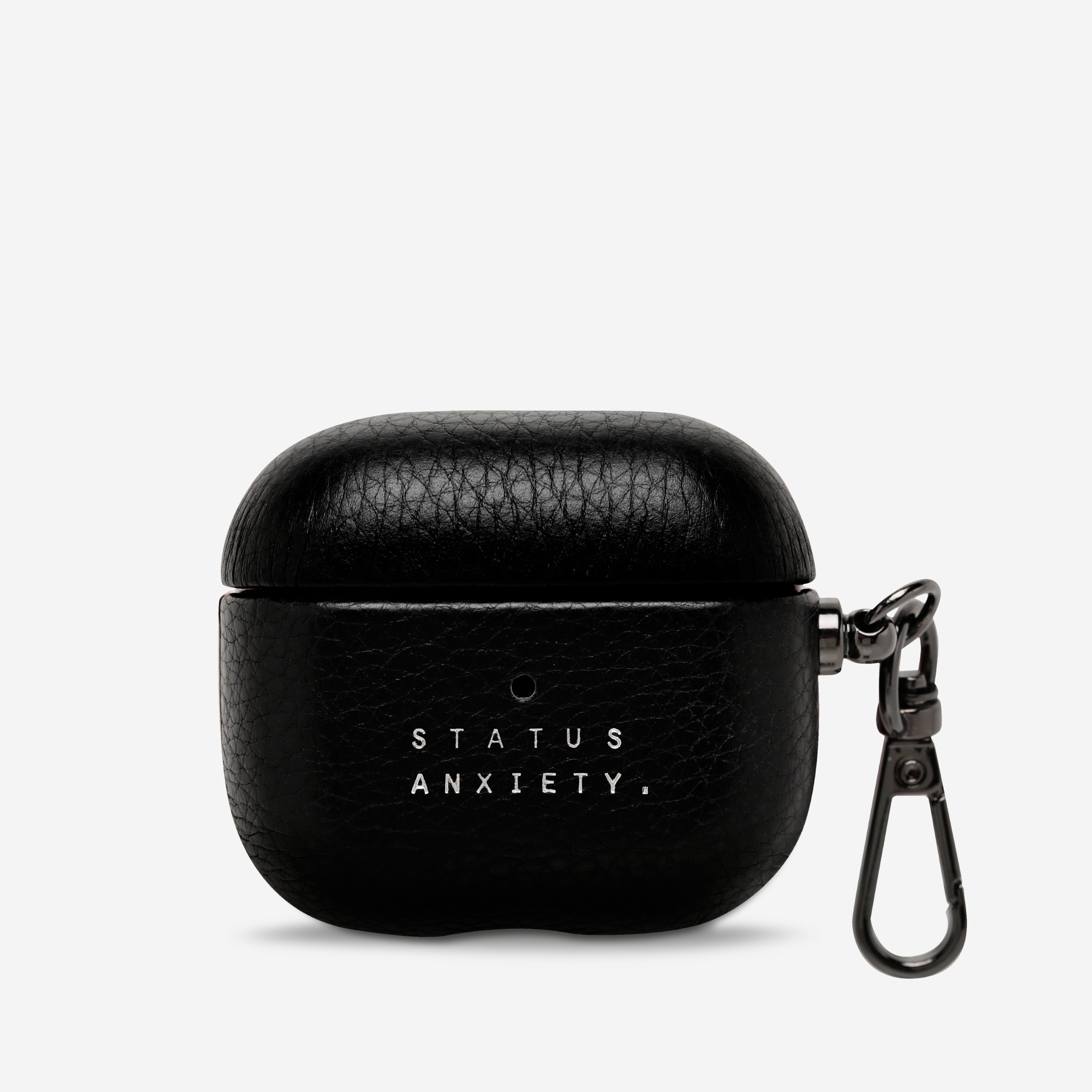 Miracle Worker Black Leather Airpods Case Status Anxiety®