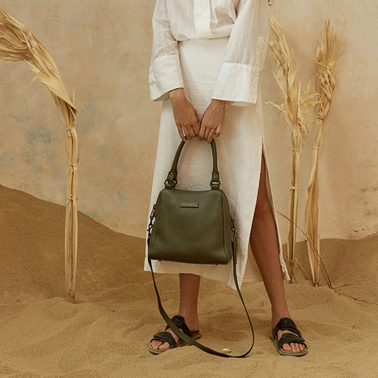 Status Anxiety Last Mountains Women's Leather Handbag Khaki