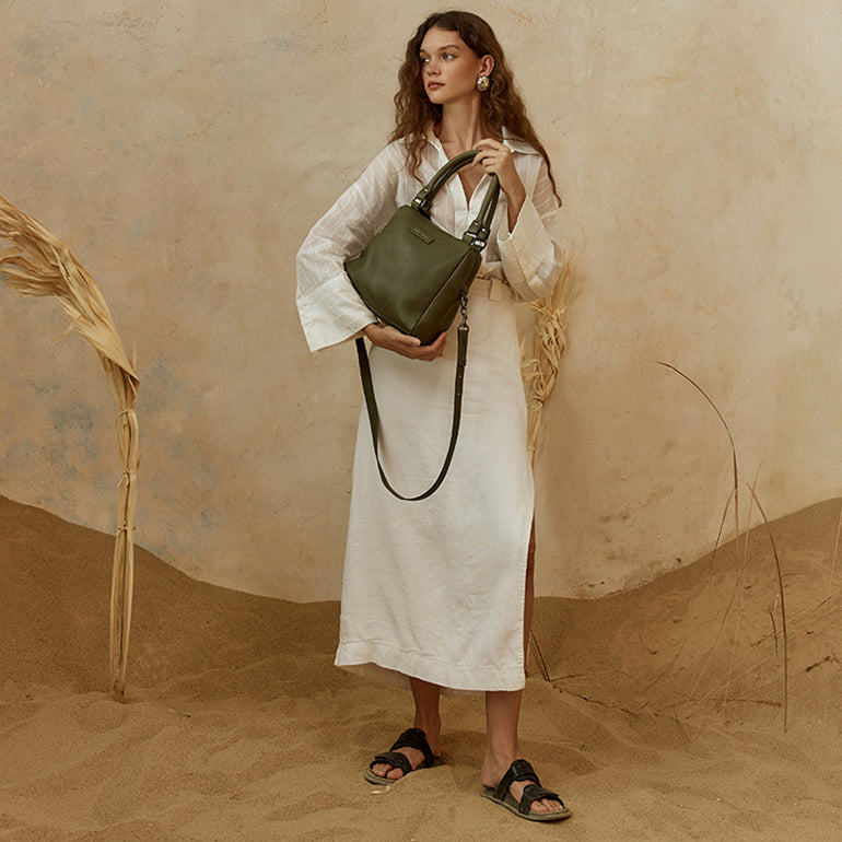 Status Anxiety Last Mountains Women's Leather Handbag Khaki