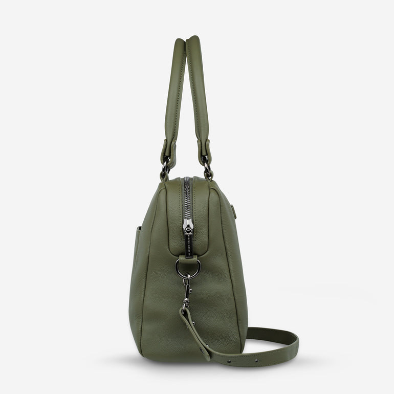 Status Anxiety Last Mountains Women's Leather Handbag Khaki