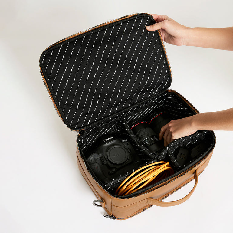 Status Anxiety Nostalgia Leather Camera Bag Tan