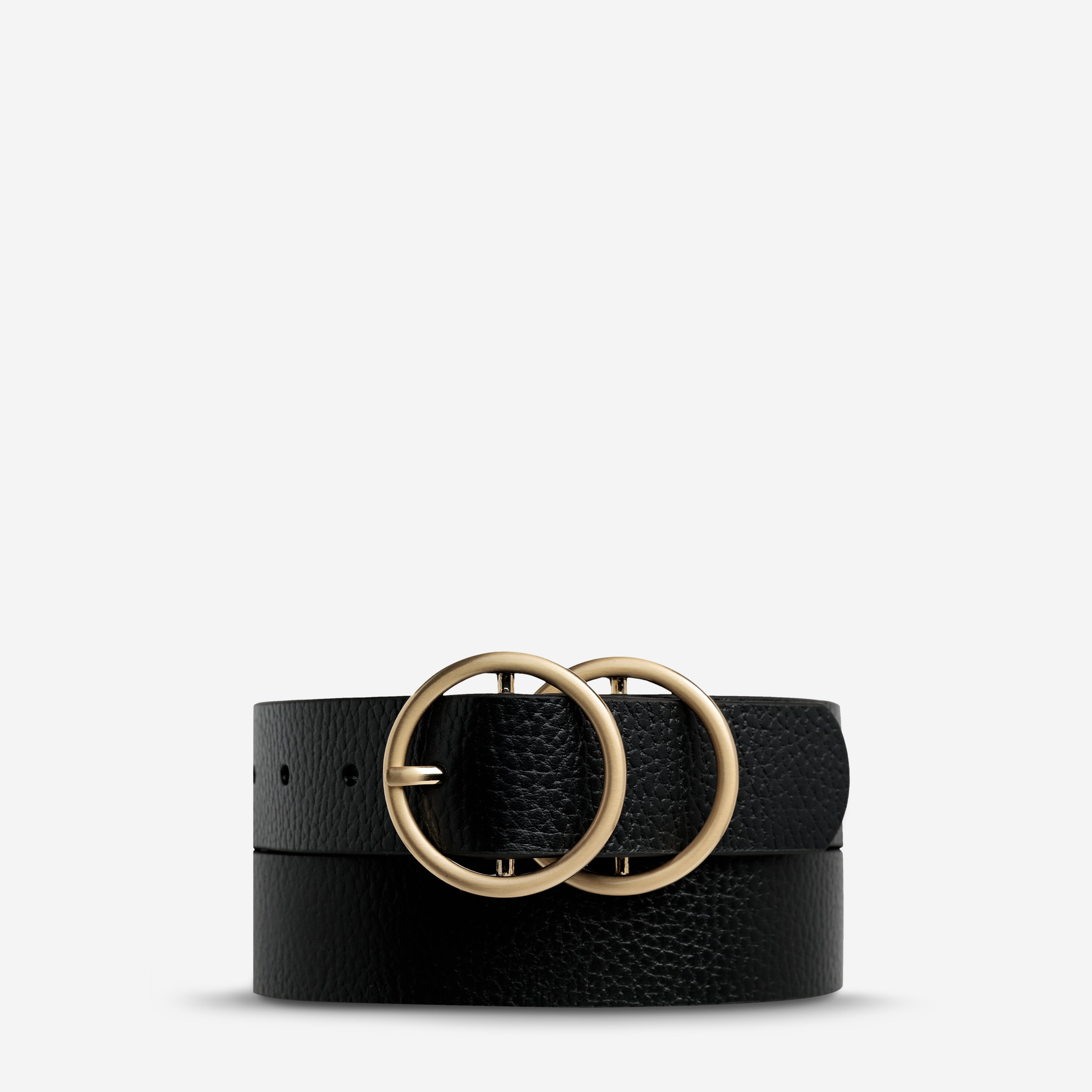Mislaid Women's Black/Gold Leather Belt Status Anxiety®