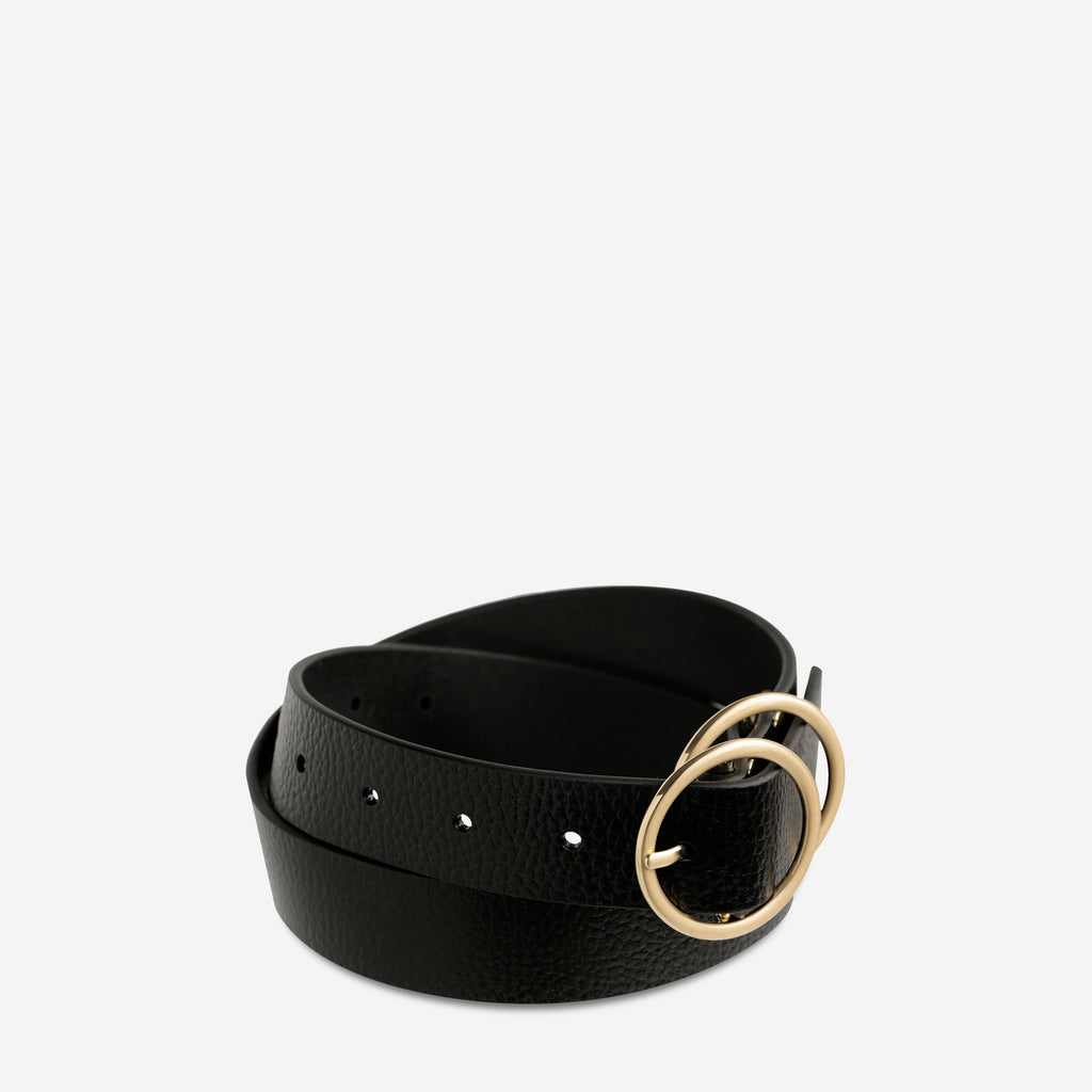 Mislaid Women's Black/Gold Leather Belt Status Anxiety®