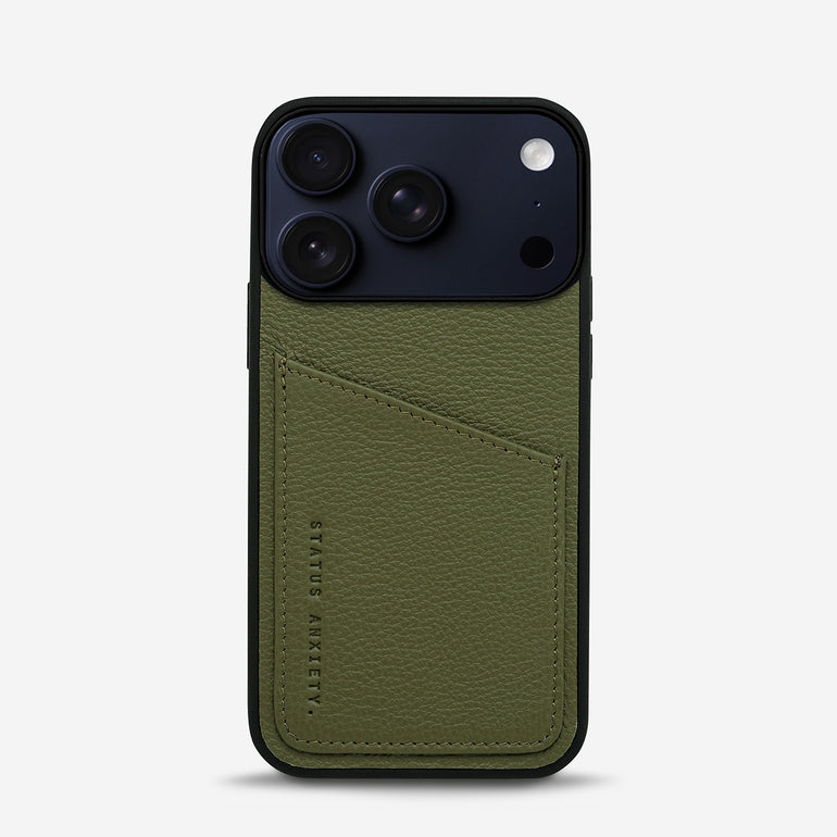 Status Anxiety Who's Who Leather iPhone Cases Khaki