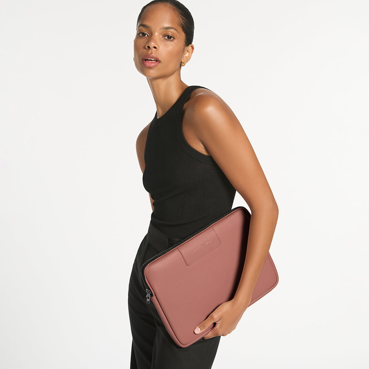 Status Anxiety Before I Leave Leather Laptop Case Dusty Rose