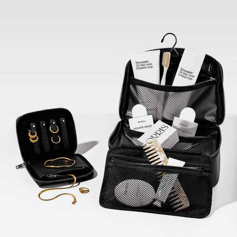 Status Anxiety Farther Away Leather Toiletries Bag Black