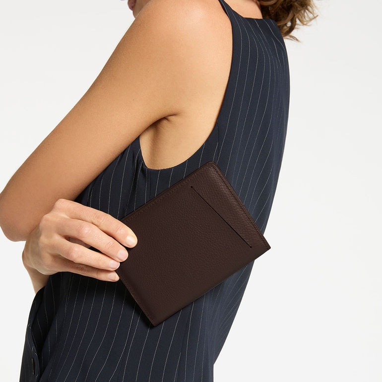 Status Anxiety In Transit Leather Passport Wallet Cocoa