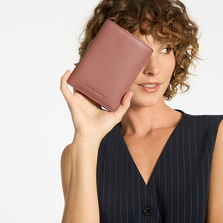 Status Anxiety In Transit Leather Passport Wallet Dusty Rose