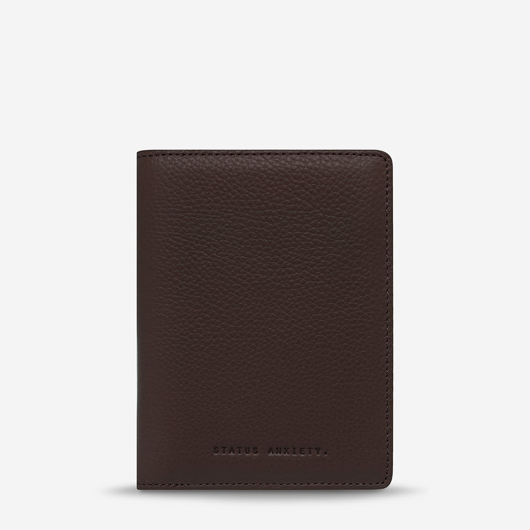 Status Anxiety In Transit Leather Passport Wallet Cocoa