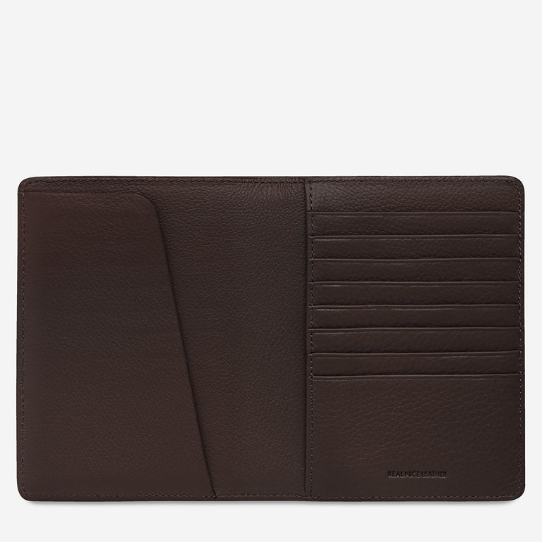 Status Anxiety In Transit Leather Passport Wallet Cocoa
