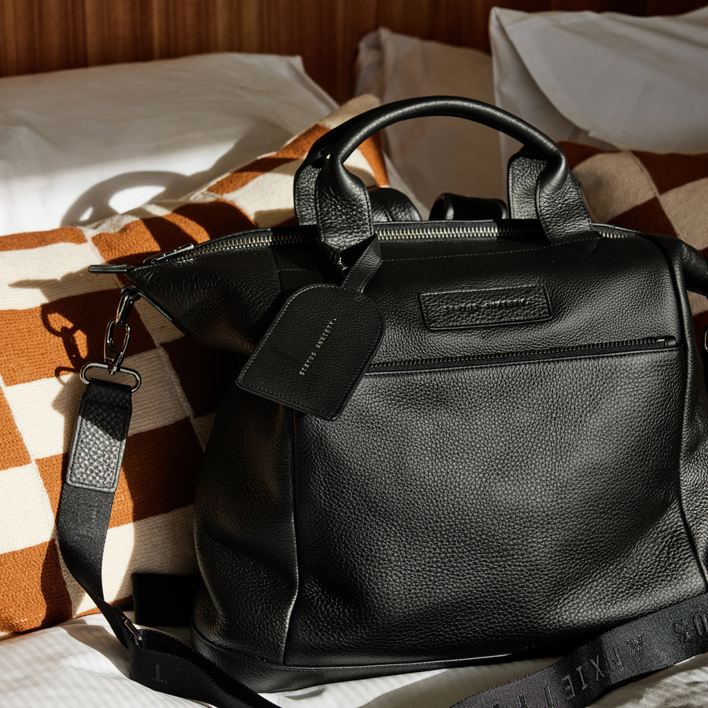 Found You Black Leather Luggage Tag Status Anxiety®