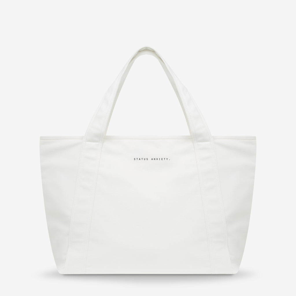 In the Light White Beach Tote Bag Status Anxiety®