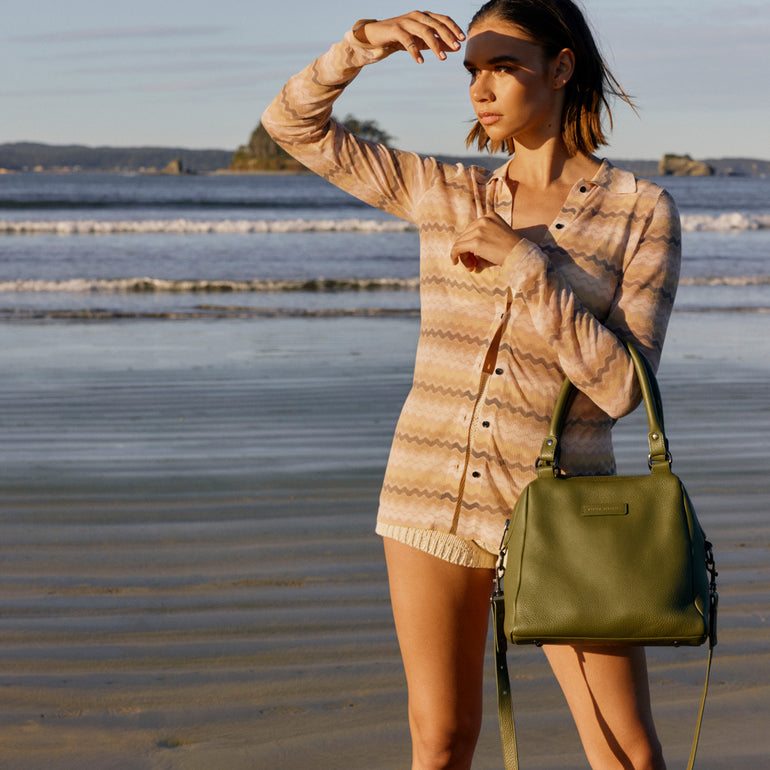 Status Anxiety Last Mountains Women's Leather Handbag Khaki