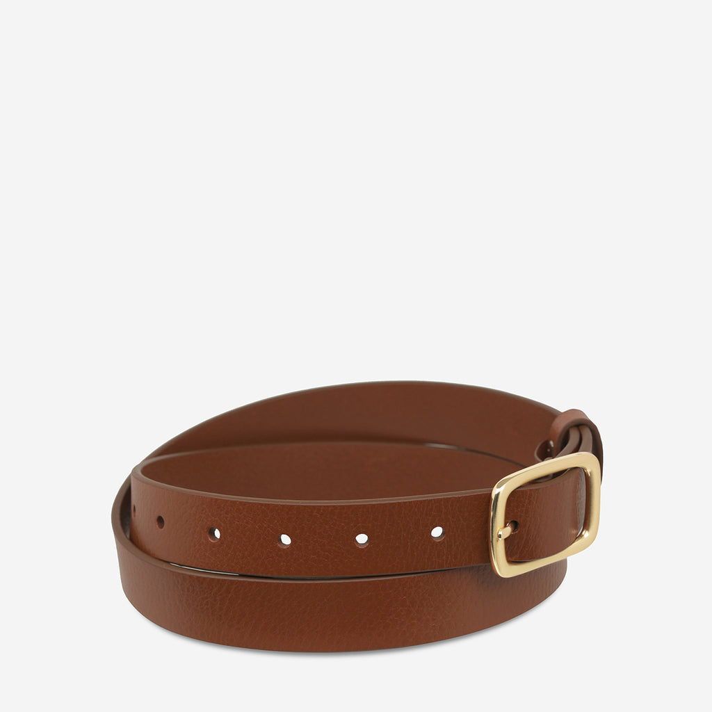Nobody's Fault Women's Tan/Gold Leather Belt Status Anxiety®