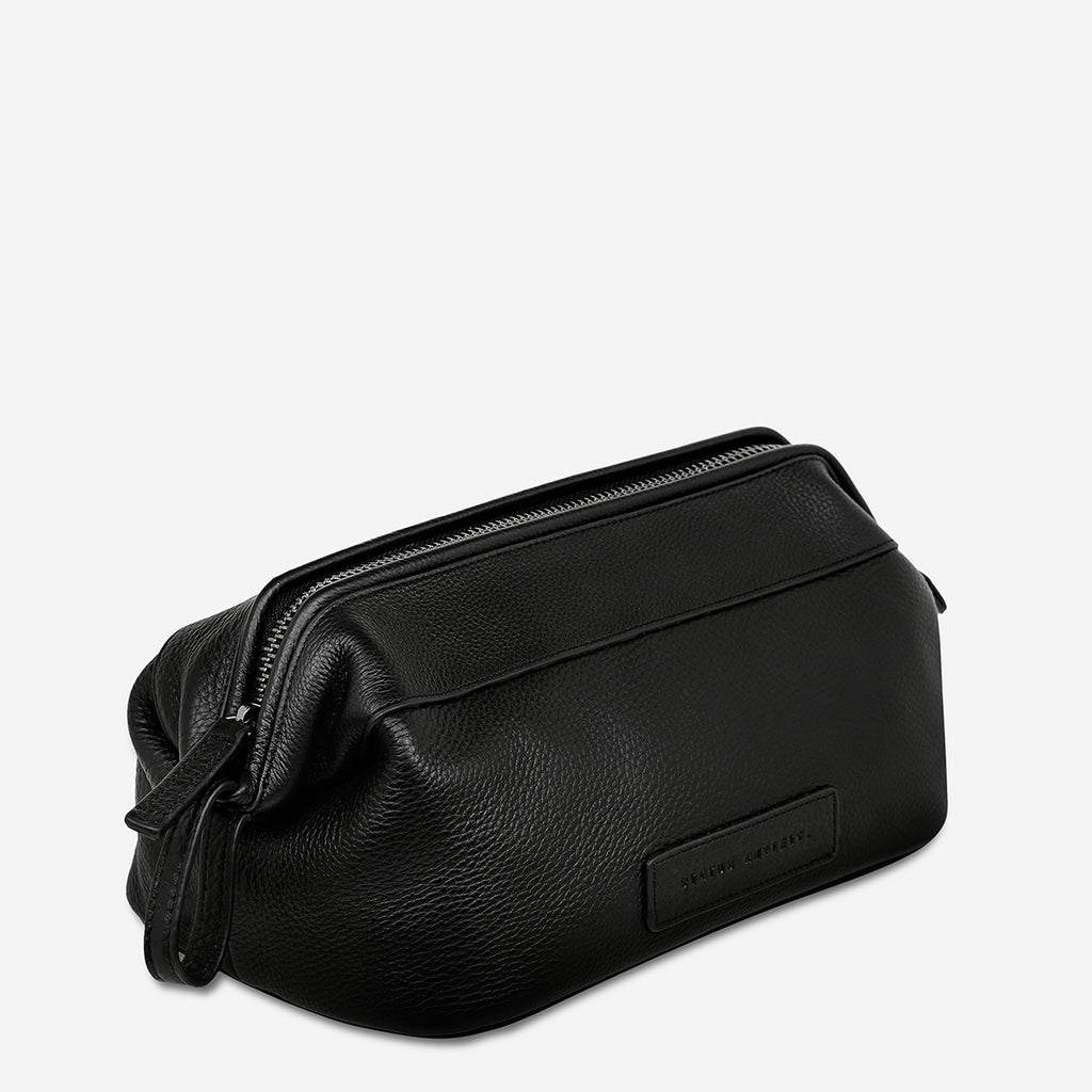 Liability Black Leather Toiletries Bag Status Anxiety® Official
