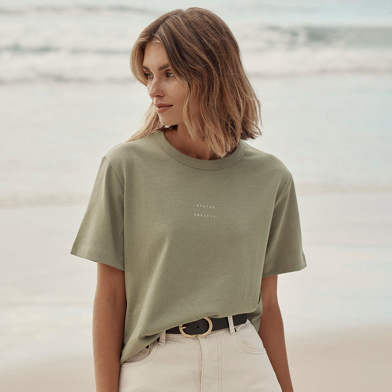 Status Anxiety Feels Right Women's T Shirt Washed Sage