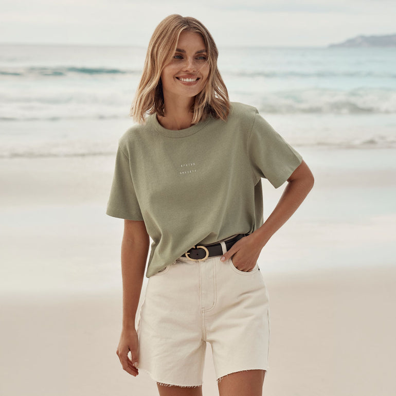 Status Anxiety Feels Right Women's T Shirt Washed Sage