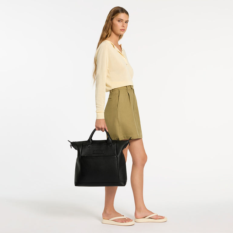 Status Anxiety Comes In Waves Leather Baby Bag Black