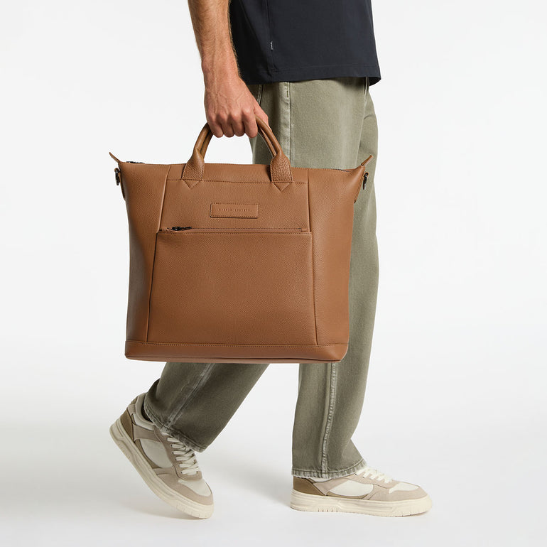 Status Anxiety Comes In Waves Leather Baby Bag Camel