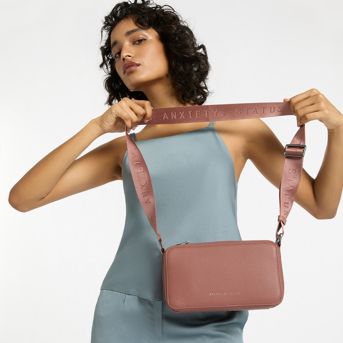 Status Anxiety Delirium Women's Leather Crossbody Bag Dusty Rose