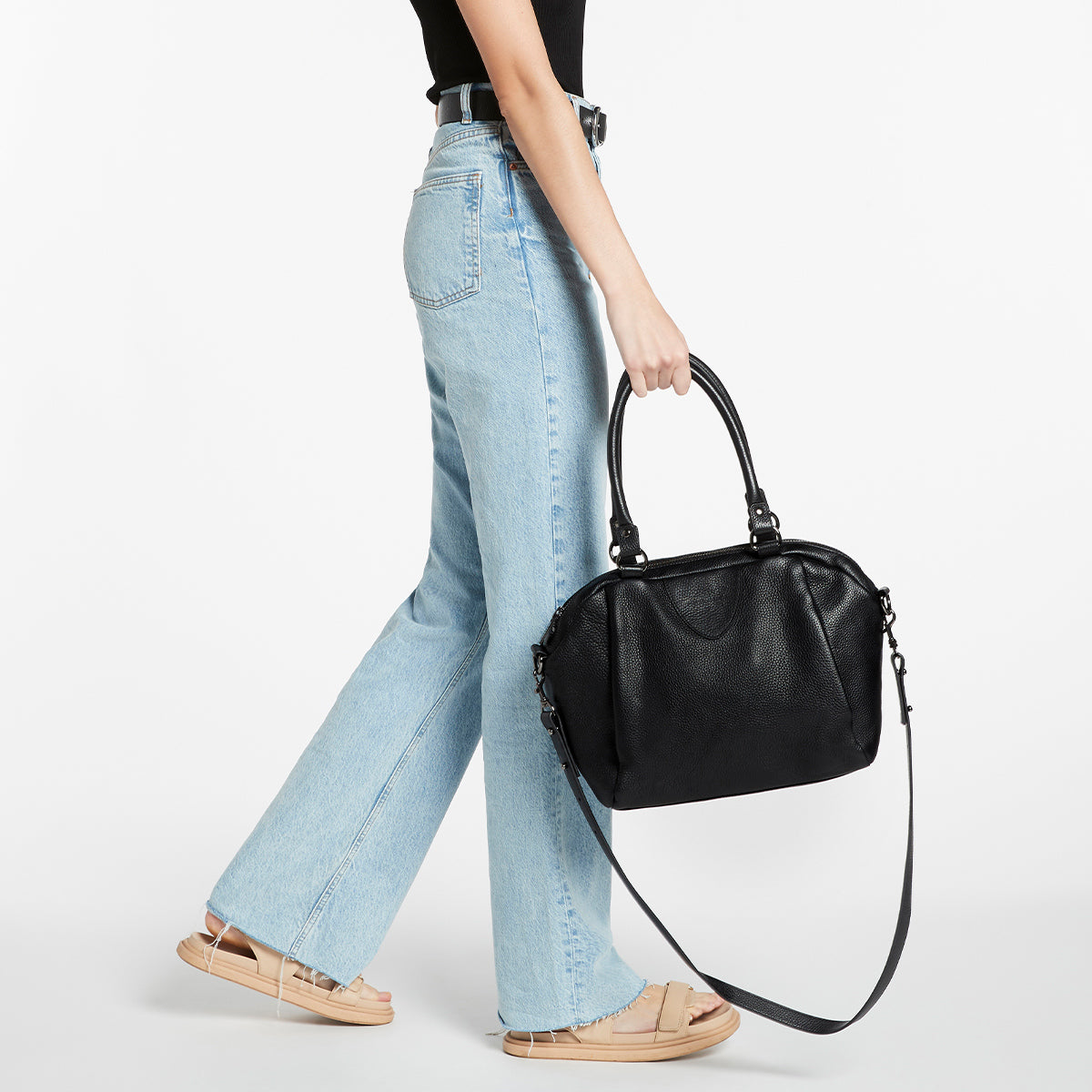Status Anxiety Black Medium Leather Strap for Bags 