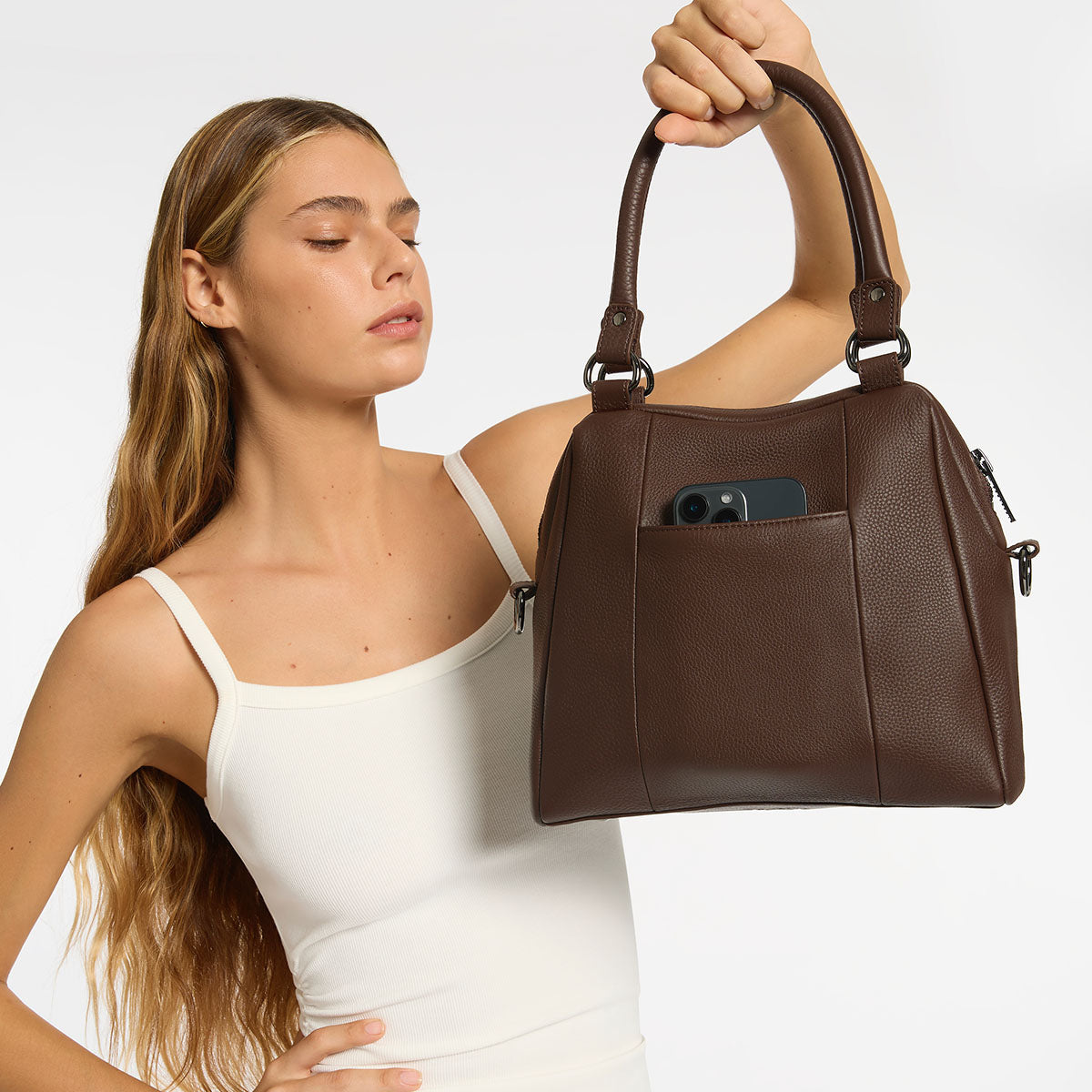 Status Anxiety Last Mountains Women's Leather Handbag Cocoa