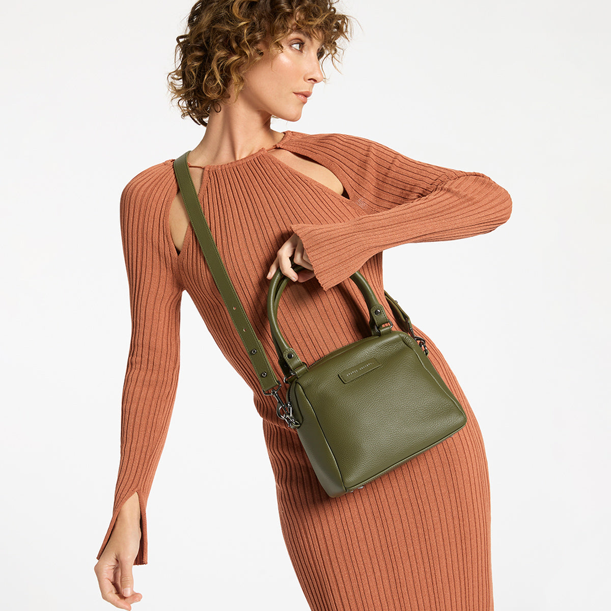 Status Anxiety Mini Mountains Women's Leather Handbag Khaki