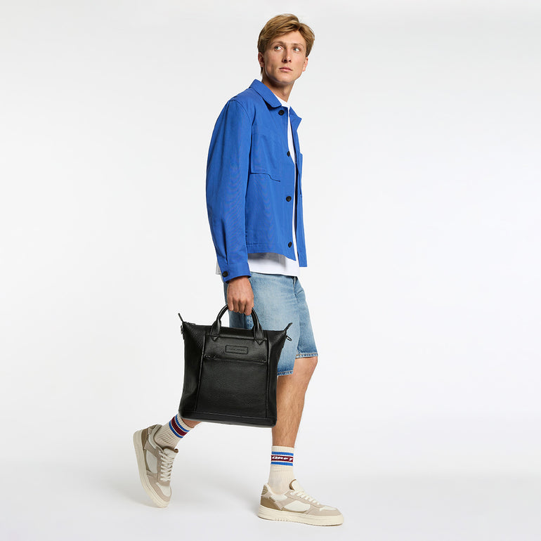 Status Anxiety Mini Waves Black Leather Backpack For Men