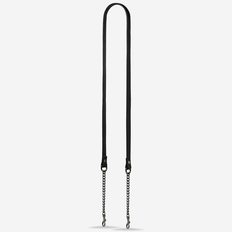 Status Anxiety Black Leather Strap with Chain for Bags