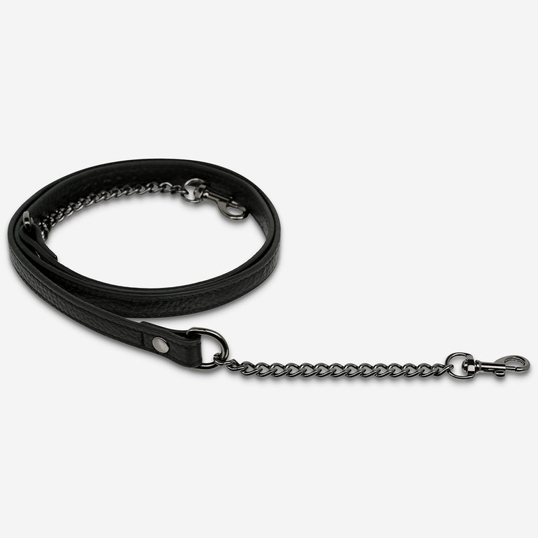 Status Anxiety Black Leather Strap with Chain for Bags