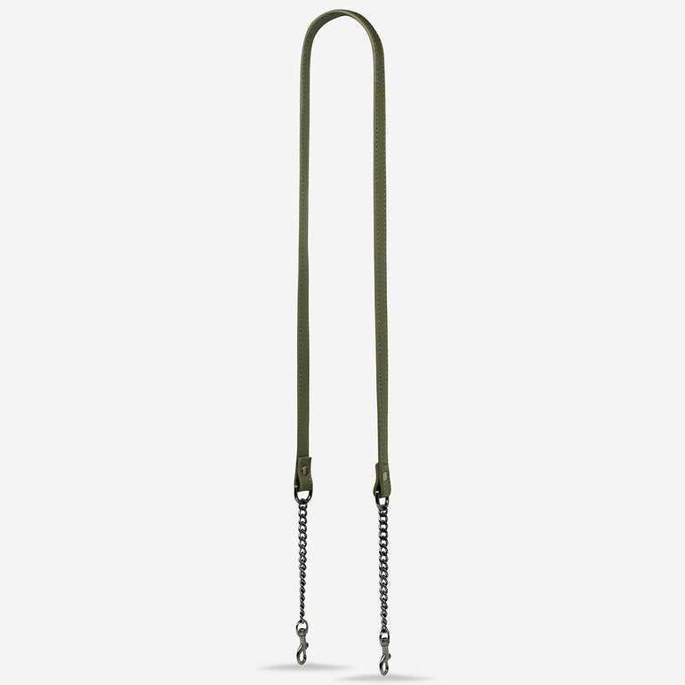 Status Anxiety Khaki Leather Strap with Chain for Bags