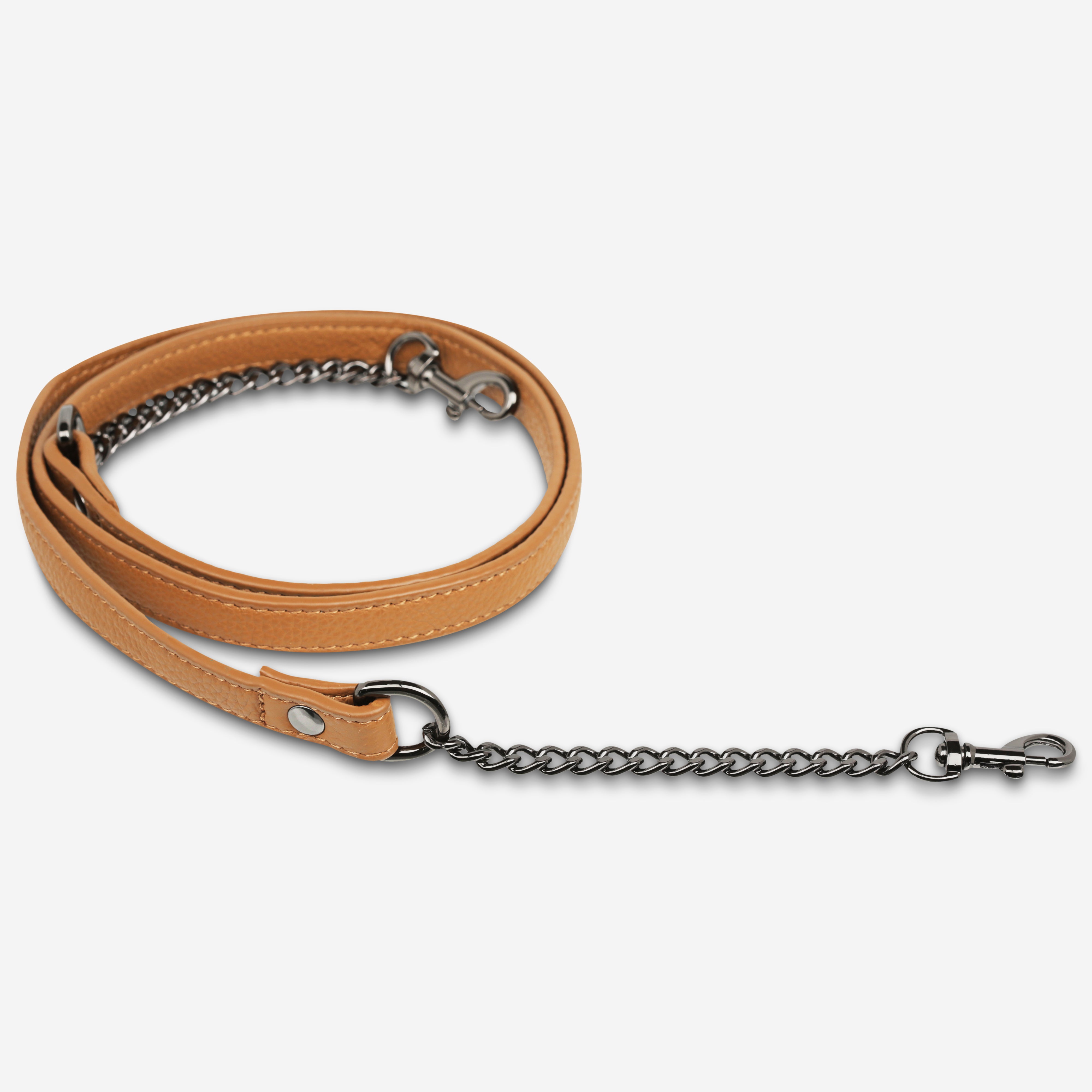 Status Anxiety Tan Leather Strap with Chain for Bags