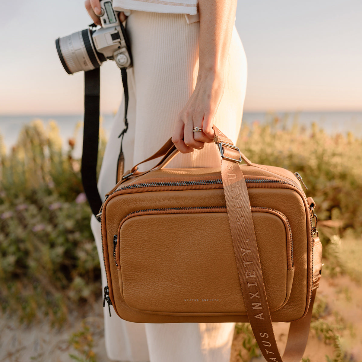 Status Anxiety Nostalgia Leather Camera Bag Tan