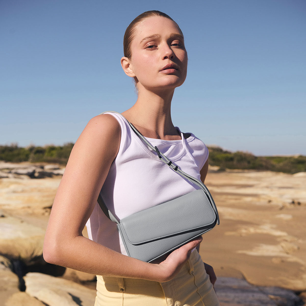 Status Anxiety Overnight Obsession Women's Leather Bag Powder Blue