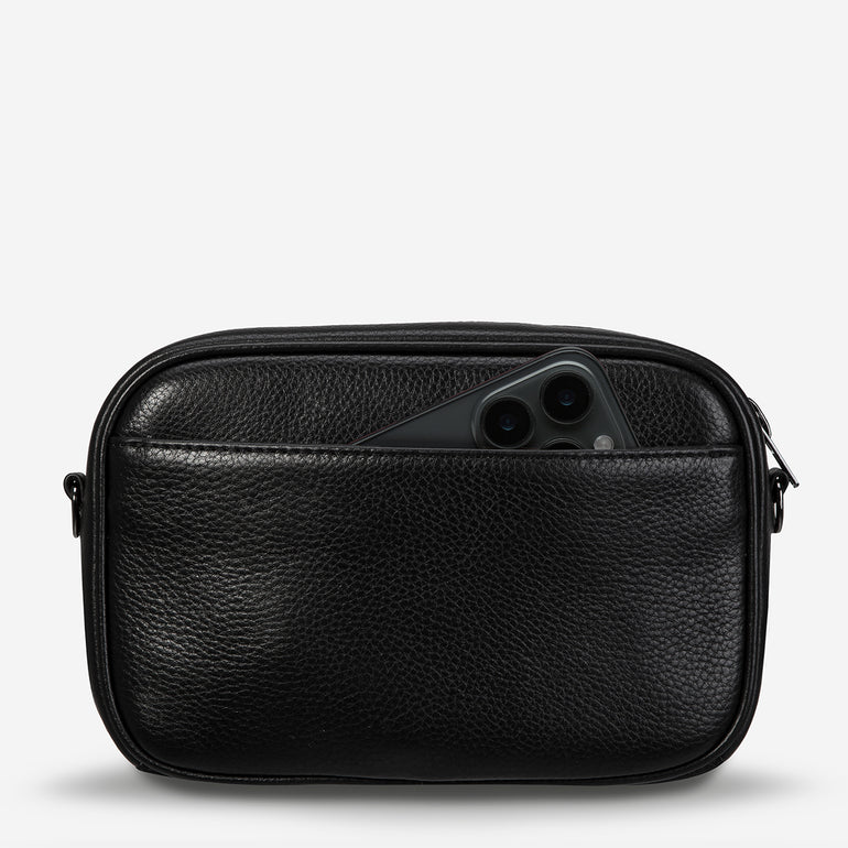 Status Anxiety Plunder Bag With Webbed Strap Women's Leather Crossbody Bag Black