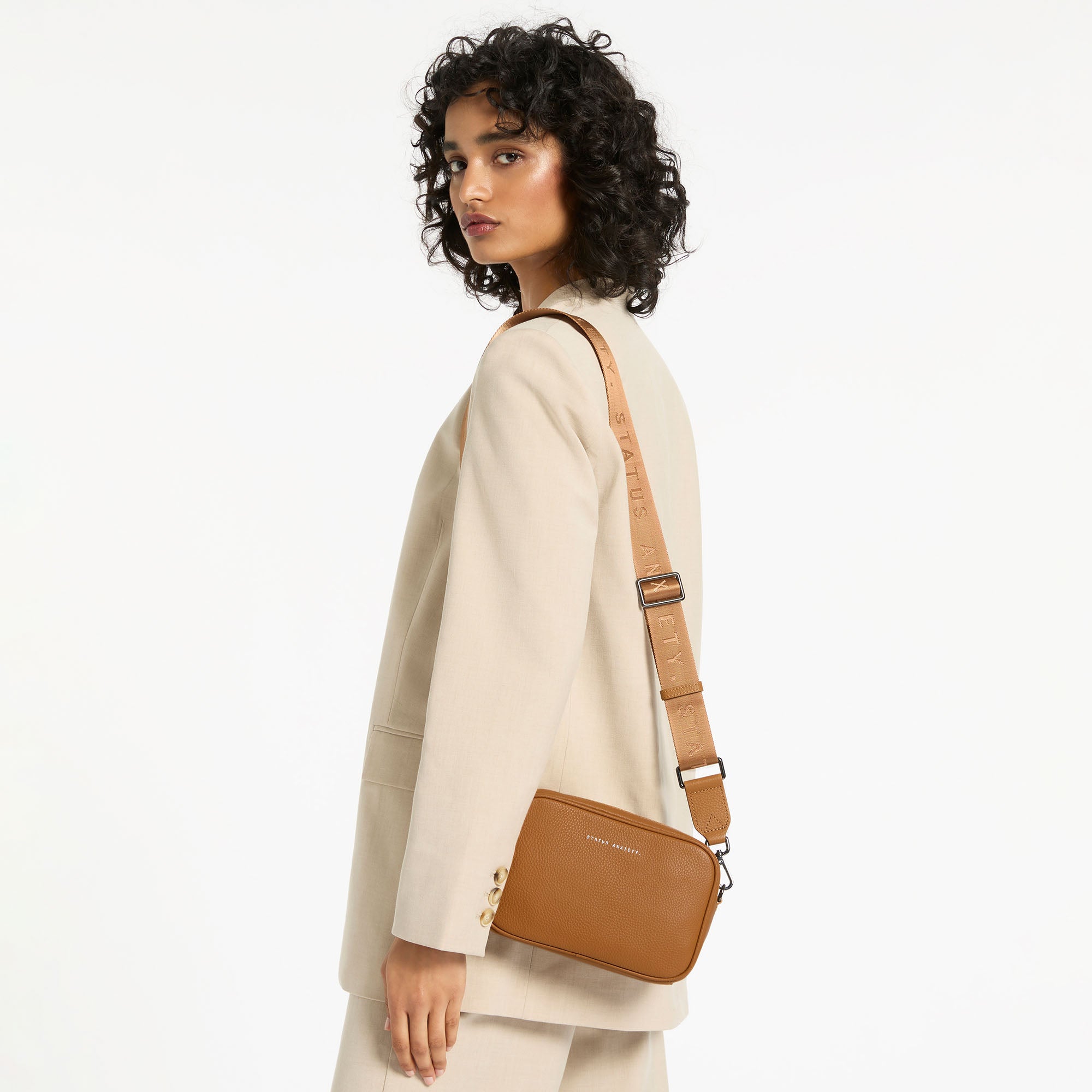 Plunder Bag With Webbed Strap - Camel