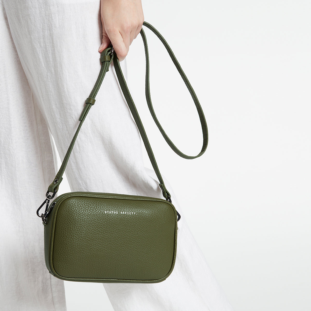 Status Anxiety Khaki Thin Leather Strap for Bags 