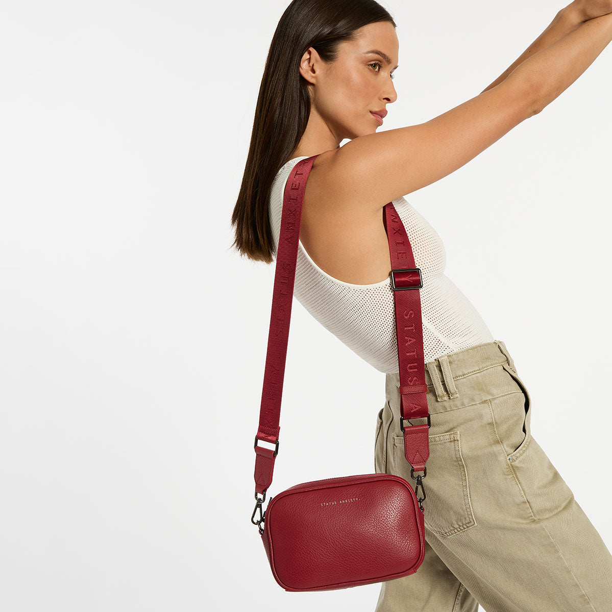 Plunder Bag With Webbed Strap - Rouge