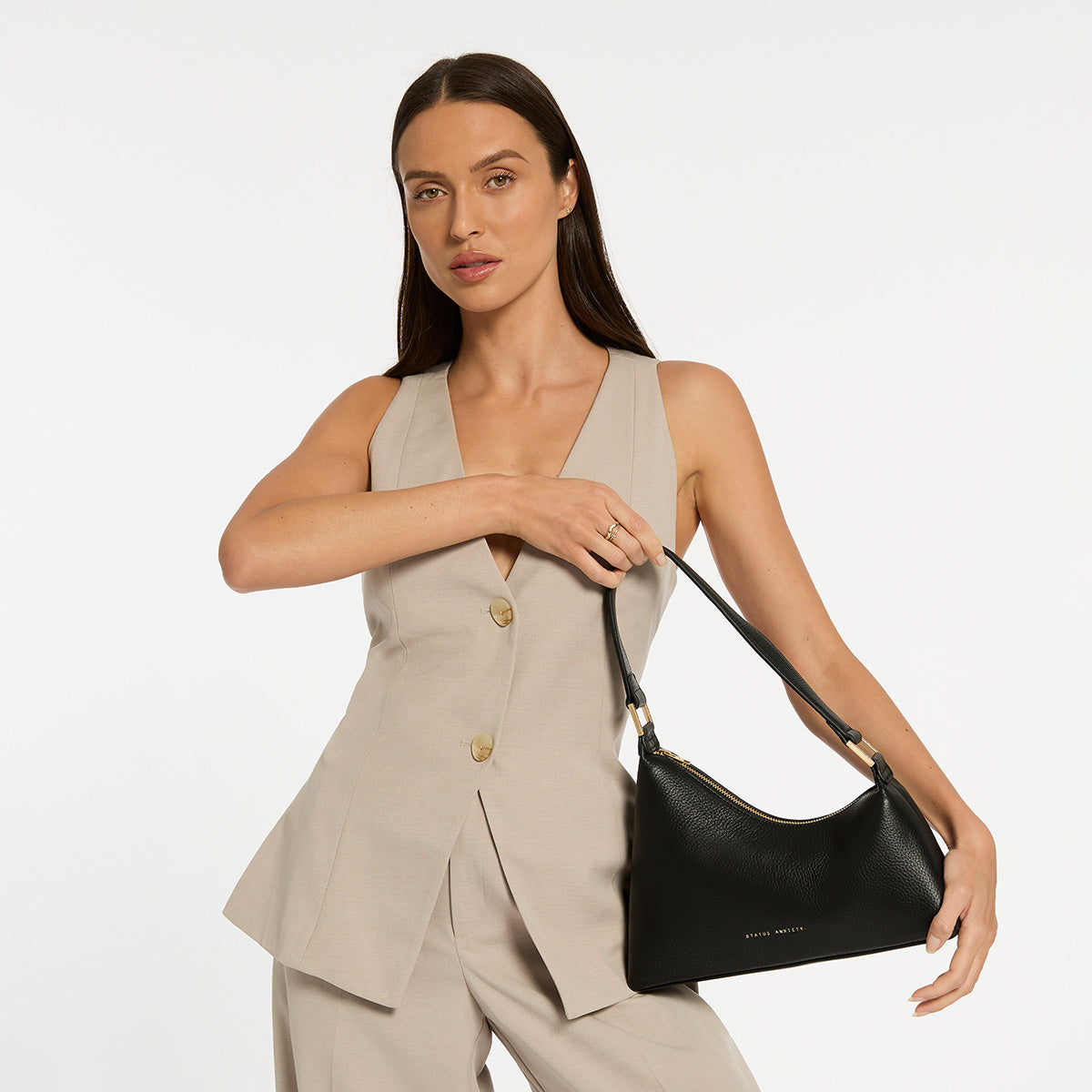 Status Anxiety Reverie Women's Leather Shoulder Bag Black/Gold