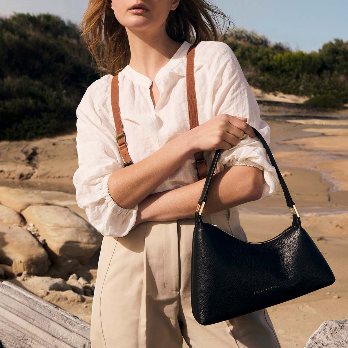 Status Anxiety Reverie Women's Leather Shoulder Bag Black/Gold