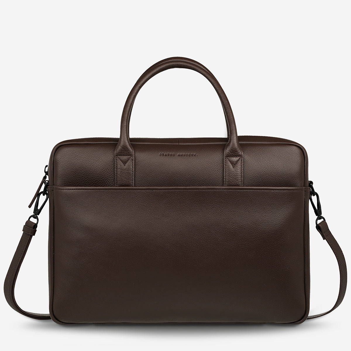 Status Anxiety Risking All Leather Laptop Bag Cocoa
