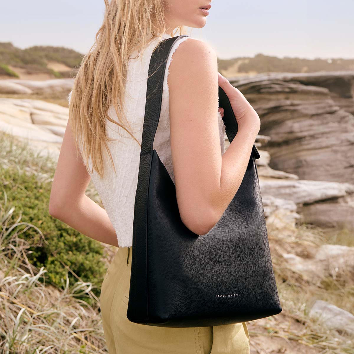 Status Anxiety Take You Higher Women's Leather Tote Bag Black
