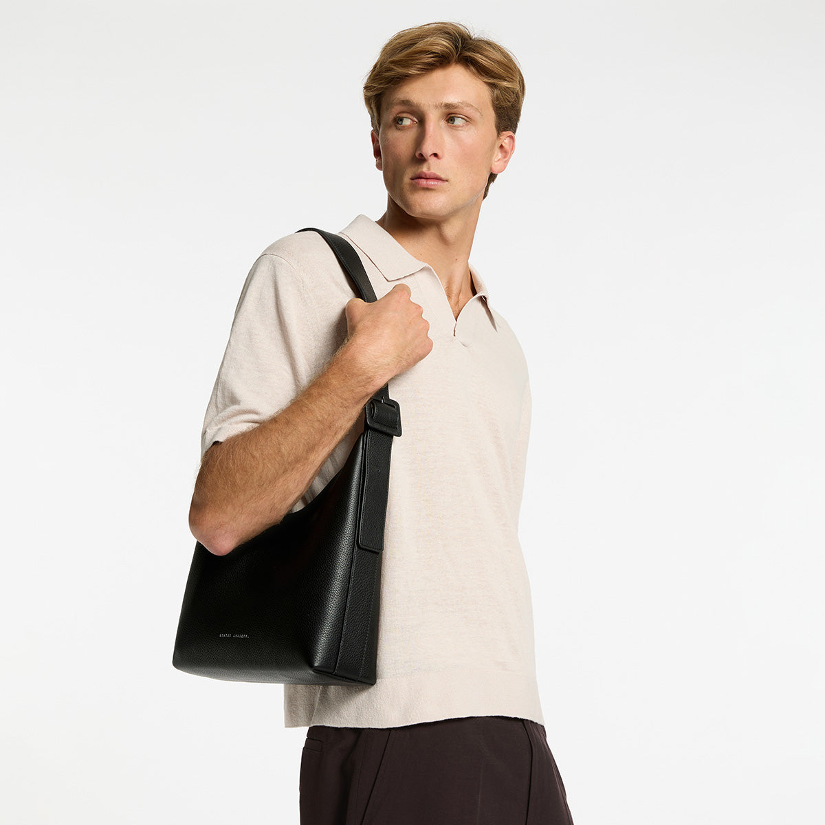 Status Anxiety Take You Higher Black Leather Tote Bag For Men