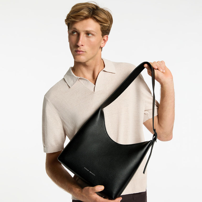 Status Anxiety Take You Higher Black Leather Tote Bag For Men