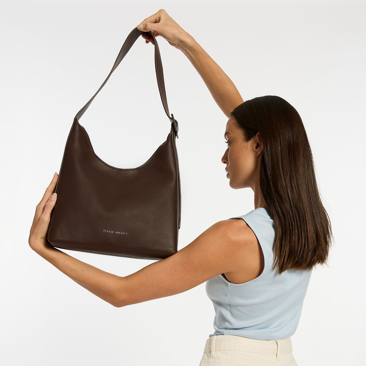 Status Anxiety Take You Higher Women's Leather Tote Bag Cocoa