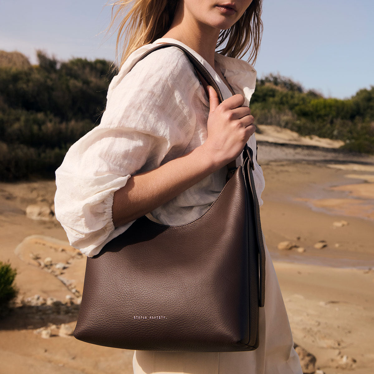 Status Anxiety Take You Higher Women's Leather Tote Bag Cocoa