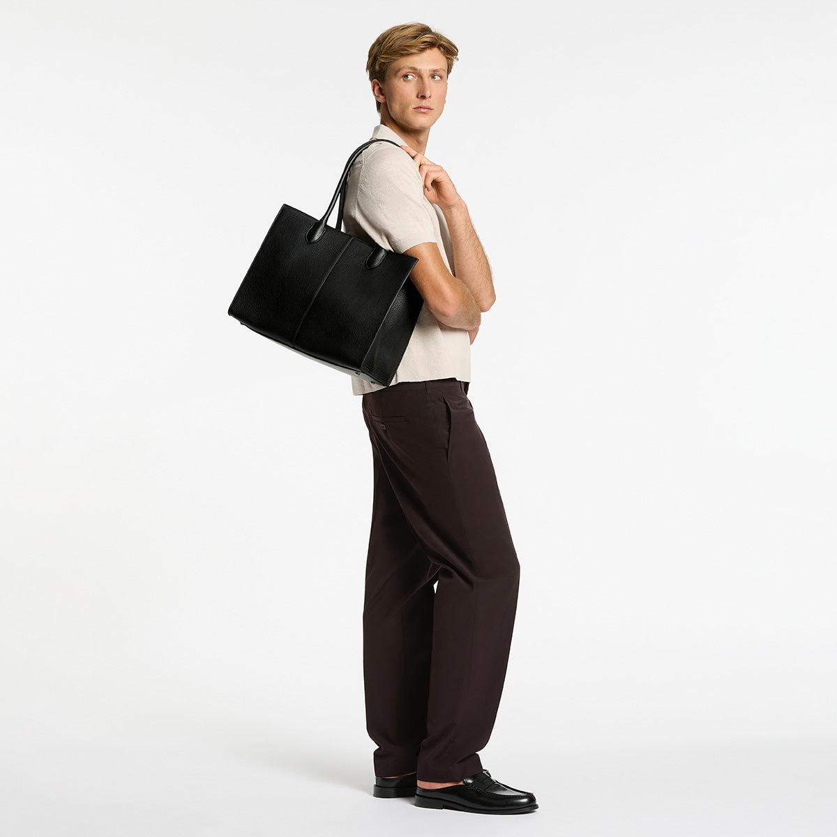 Status Anxiety Without Warning Leather Tote Bag Black