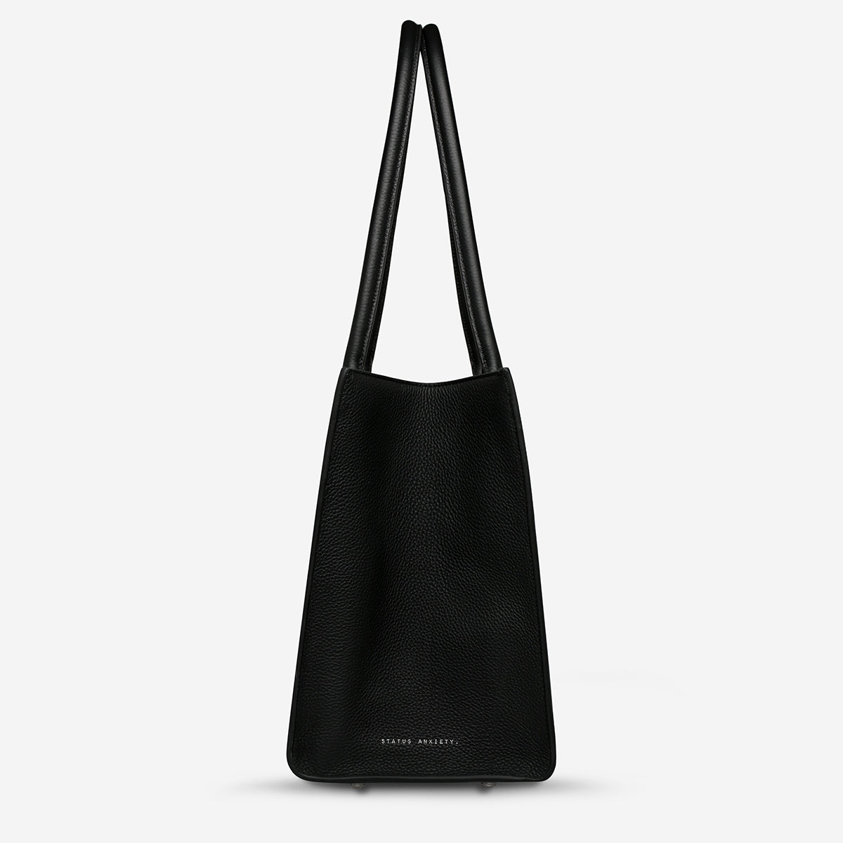 Status Anxiety Without Warning Leather Tote Bag Black