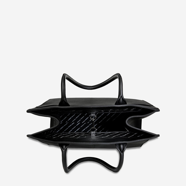 Status Anxiety Without Warning Leather Tote Bag Black