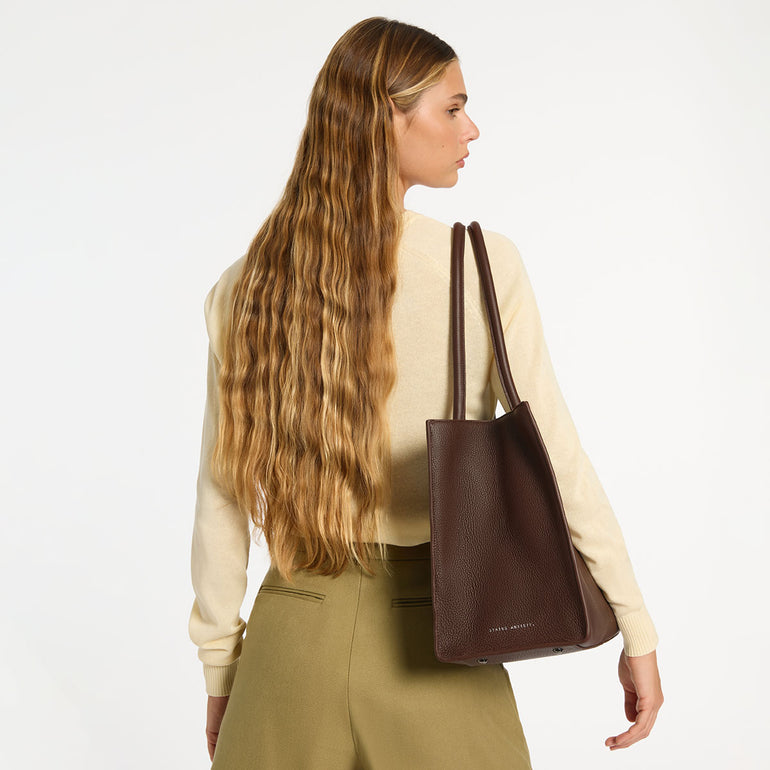 Status Anxiety Without Warning Leather Tote Bag Cocoa